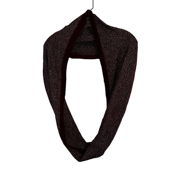 Loft Burgundy & Silver Metallic Wool Blend Infinity Scarf - Picture 1 of 10
